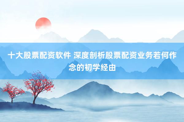 十大股票配资软件 深度剖析股票配资业务若何作念的初学经由