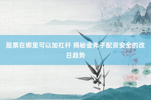 股票在哪里可以加杠杆 揭秘金斧子配资安全的改日趋势